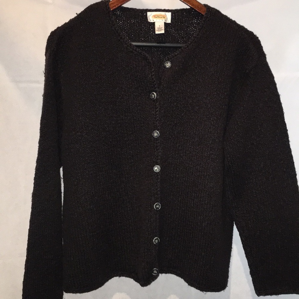 Talbots Petites Dark Charcoal Cotton Cardigan | Size L